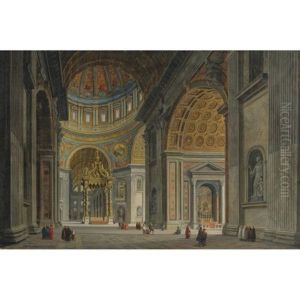 View Of The Interior Of Saint Peter's Basilica, Rome by Jean Victor Louis Faure