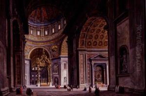 View Of The Interior Of Saint Peter's Basilica, Rome by Jean Victor Louis Faure