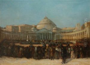 Naples, Piazza Del Plebiscito, 1864 by Victor-Amedee Faure