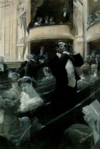 Au Theatre by Jean Joseph Leon Fauret