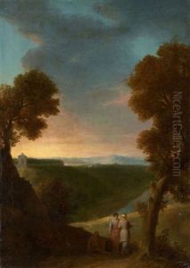 Trois Personnages Dans Un Paysage Classique Trois Personnages Dans Un Paysage Classique