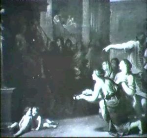 A Priestess And Other Women Making Offerings To A Statue Of Flora by Henri-Antoine de Favanne