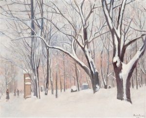 Old Church Park In Wintertime