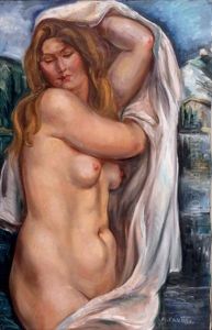 Baigneuse Au Drap Blanc by Andre Favory