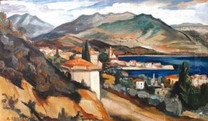 Paysage Mediterraneen (capri?) by Andre Favory