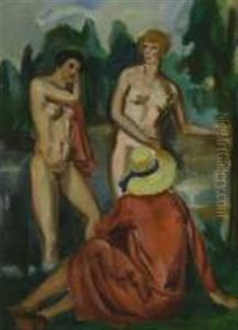 Baigneuses Dans Un Paysage by Andre Favory
