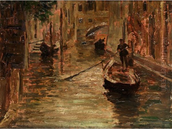 Venezianischer Seitenkanal Mit Gondoliere - view 1