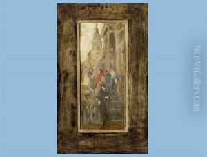 Kirchgasse Mit Figurenstaffage by Giacomo Favretto