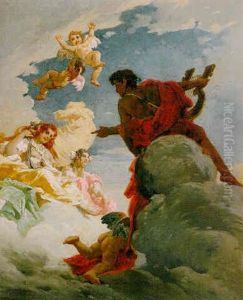 Apollo Und Zwei Weibliche Gestalten, Von Putten Umgeben, Auf Wolken Apollo Und Zwei Weibliche Gestalten, Von Putten Umgeben, Auf Wolken