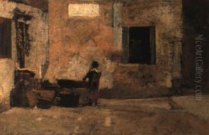 Campiello Con Popolana by Giacomo Favretto