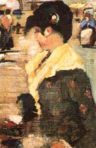 Signora A Passeggio In Piazza by Giacomo Favretto