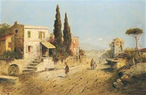 Italienische Strasenszene by Josef Fay