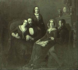 Der Kunstler Und Seine Ehefrau Im Kreise Ihrer Familie by Josef Fay