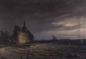 Vadstena Castle On Lake Vattern, Sweden by Thomas Fearnley