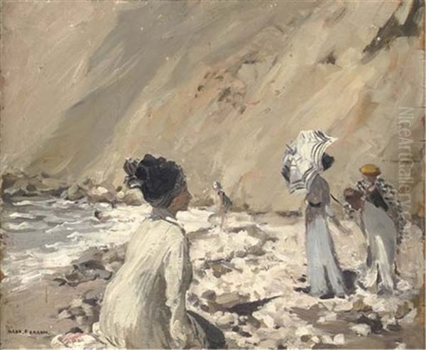 The Bathers (+ A Sketch Of A Bather Wrapped In A Checked Shawl, Under An Umbrella, Verso) - view 1