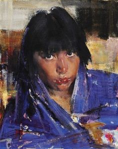 Indian Girl With Blue Shawl