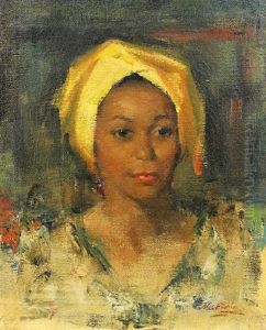 Portrait A Woman With Yellow Head Wrap