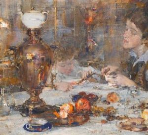 Mrs Fechin And Daughter by Nicolai Ivanovich Fechin