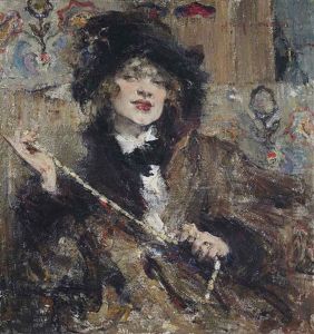 Portrait Of Mademoiselle Podbelskaya by Nicolai Ivanovich Fechin