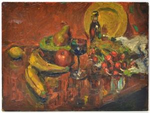 Still Life With Fruit And Gold Plate by Nicolai Ivanovich Fechin