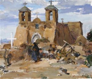 Old Church Of Ranchos by Nicolai Ivanovich Fechin