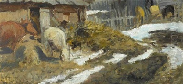 Altschnee Vor Bauernhof - view 1