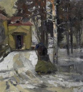 Kapelle Im Verschneiten Winterwald by Nicolai Ivanovich Fechin