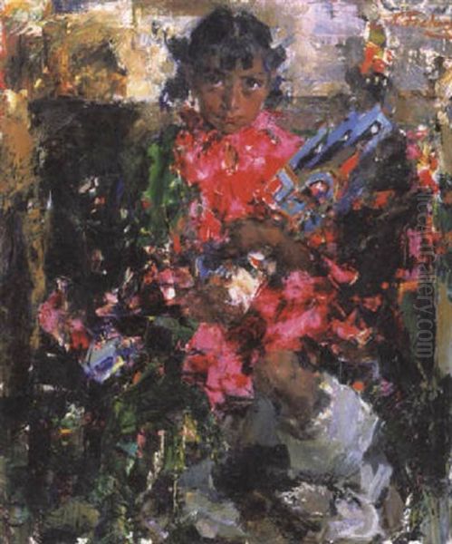 Indian Girl With Kachina Doll - view 1