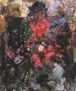 Indian Girl With Kachina Doll by Nicolai Ivanovich Fechin