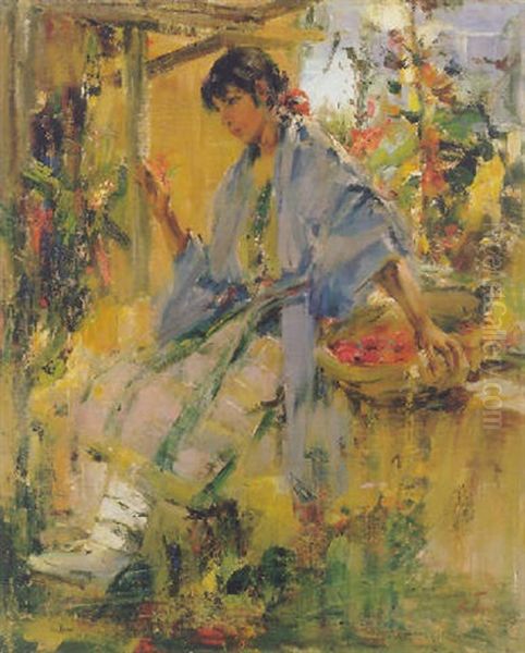 Pueblo Girl With Blue Shawl - view 1