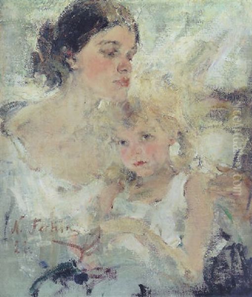 Mrs. Fechin And Her Daughter (eya) - view 1