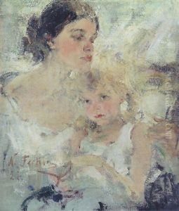 Mrs. Fechin And Her Daughter (eya) by Nicolai Ivanovich Fechin