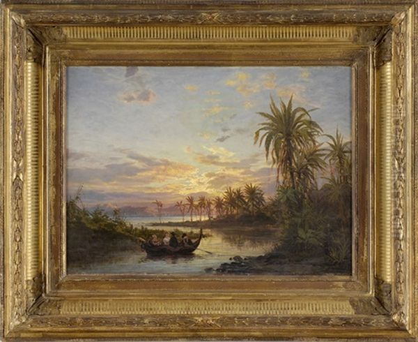 Orientalische Fluslandschaft Mit Stadtansicht - view 1