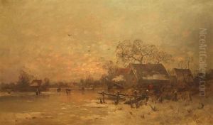 Abendliche Winterlandschaft Am See Abendliche Winterlandschaft Am See