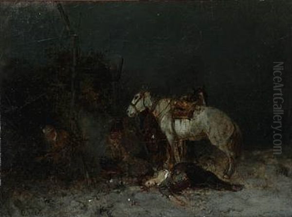 Night Scene With A Wounded Woman And Riders At A Fire - view 1