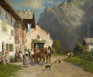 Dorfstrasse In Mittenwald Mt Blick Auf Die Karwendelspitze