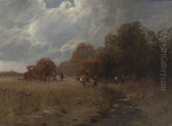 Reisigsammler In Herbstlicher Baumlandschaft - view 1