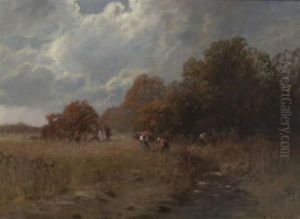 Reisigsammler In Herbstlicher Baumlandschaft