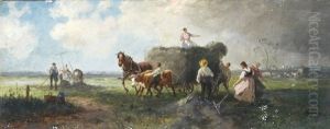 Bauersleute Bei Der Heuernte by Otto Fedder