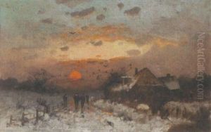 Winterliche Mondscheinlandschaft by Otto Fedder