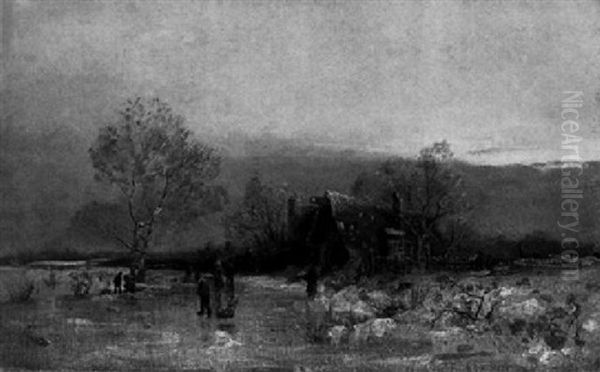 Abendliche Winterlandschaft Mit Bauernhaus - view 1