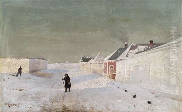 Winterliche Strase An Einem Russischen Dorf - view 1