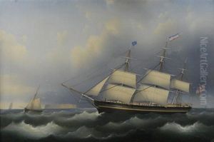 Frigate "athens," Bearing Us Flag by Carl Fedeler