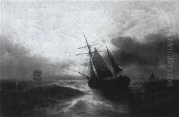Shipping On High Seas At Sunset - view 1