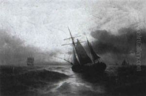 Shipping On High Seas At Sunset by Carl Fedeler