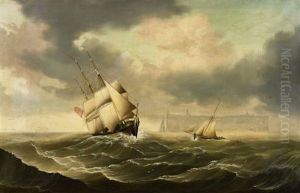 The "olbers" At Sea Near Helgoland by Carl Justus Harmen Fedeler