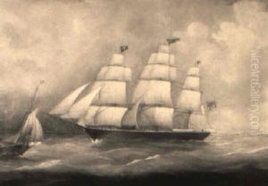 Portrait Of The American Clipper Ship 'panama', Fortress And Vessels by Carl Justus Harmen Fedeler