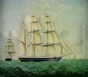 Portraet Af Barken Stella Af Kobenhavn, I Baggrunden Sejlskibe by Carl Justus Harmen Fedeler
