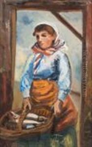 La Femme Au Panier De Poissons by Adolphe Feder