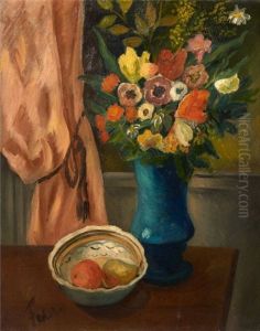 Nature Morte Au Bouquet De Fleurs by Adolphe Feder